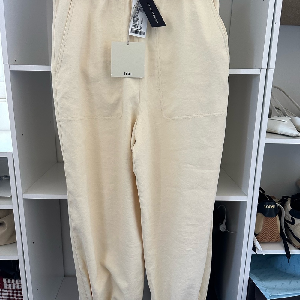 Tibi Chalky Drape Plashet Jogger Cream Medium NWT